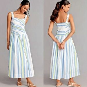 ANTHROPOLOGIE Square Neck Drop Waist Dress